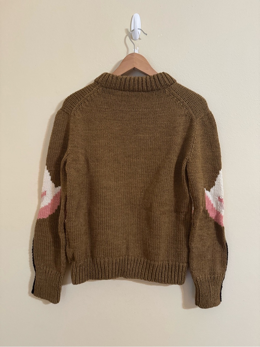 Chloe Flamingo Intarsia Sweater Pullover Knit Wool Brown Small - Picture 8 of 8